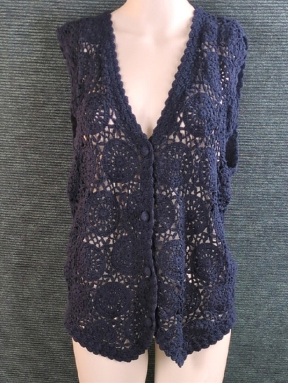 Vintage Crochet Vest, Passports Of Pier One Imports Navy Blue